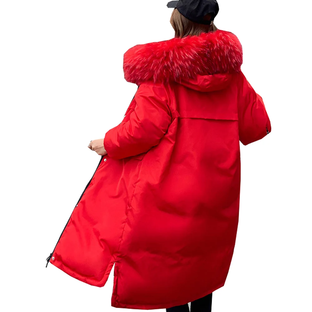 Женский зимний пуховик, парка, Длинные, зимний наряд, развивающая мораль, плотная куртка с густыми волосами, 8610