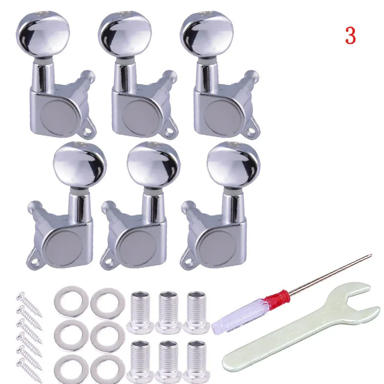1 компл. 6 шт. электрическая гитара струны поворотные колышки 3R 3L железные закрытые классические головки Тернер ручка заблокирована аксессуары для гитары запчасти - Цвет: No.3 6PCS