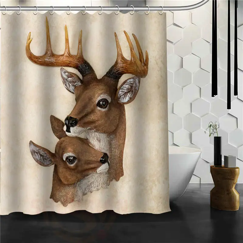 Custom deer shower curtain Shower Curtains Bathroom Mildewproof