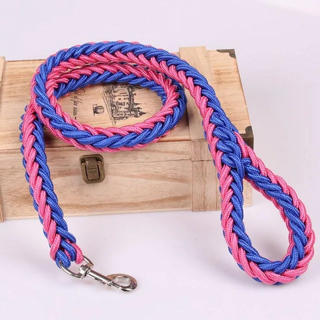 1.2M Length Large Dog Hand-knitted Leash Nylon Rope iron Buckle Pet Traction Rope For Big breed dogs Pet Traction Rope Firm 