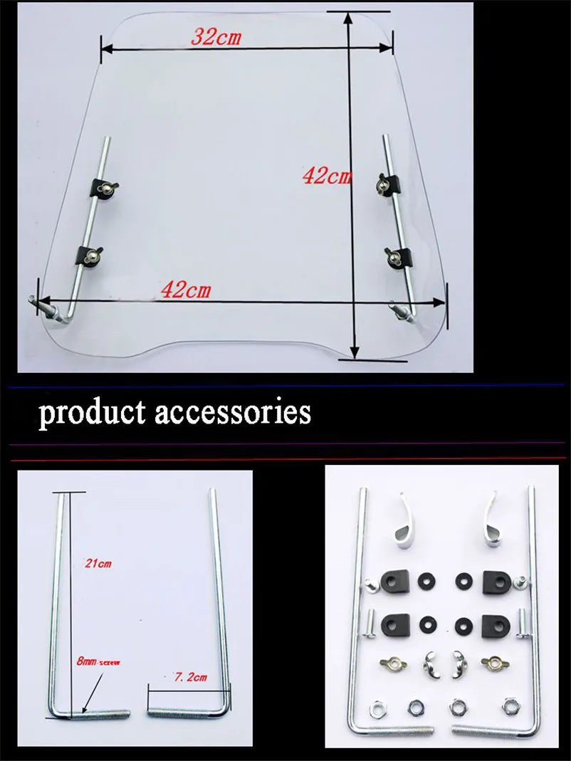 KCSZHXGS Универсальный мотоцикл лобовое стекло скутер ветровое стекло мотоцикл ветровой дефлектор whidshield дефлектор 1 комплект
