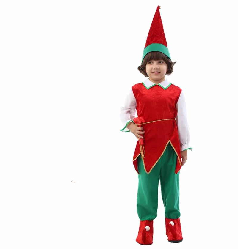 От 3 до 12 лет Детские Санты Lil эльфийский костюм мальчика эльфийский костюм малыша 2019 новый год костюм для мальчиков Дети рождественское