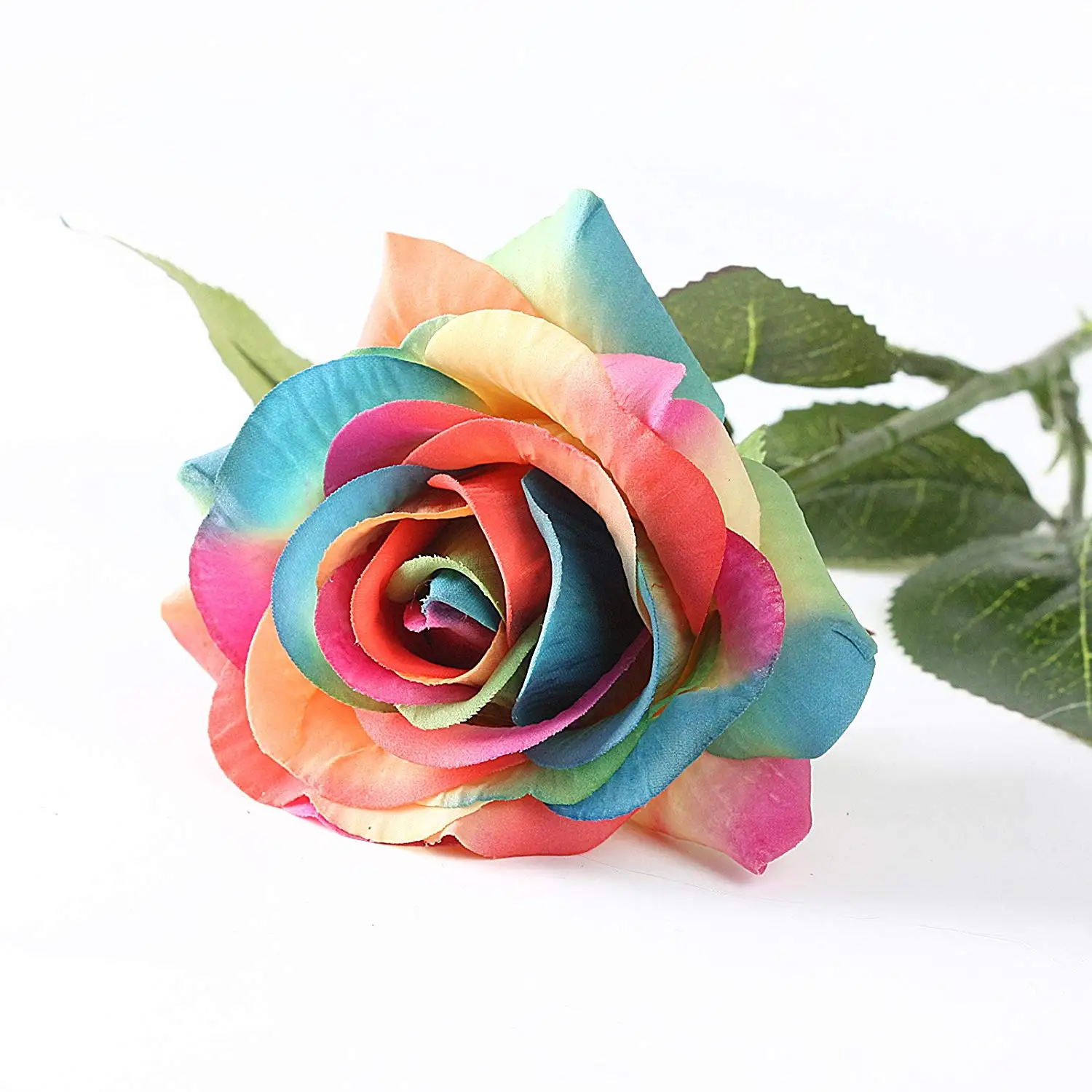 1 шт., радужные розы, Декоративные искусственные растения, настоящее прикосновение, латексные цветы, Шелковый букет, цветочный букет для дома, украшения для свадебной вечеринки