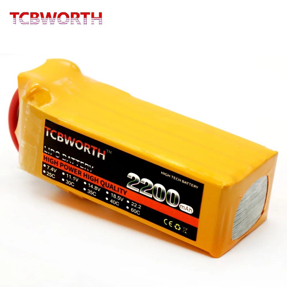 

TCBWORTH RC LiPo Battery 22.2V 2200mAh 40C 6S for RC Airplane Drone Car Boat