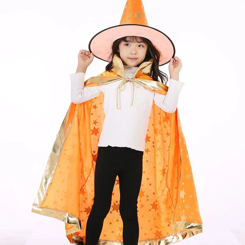Дети счастливого Хэллоуина Костюм волшебник, ведьма накидка халат и шляпа для девочек