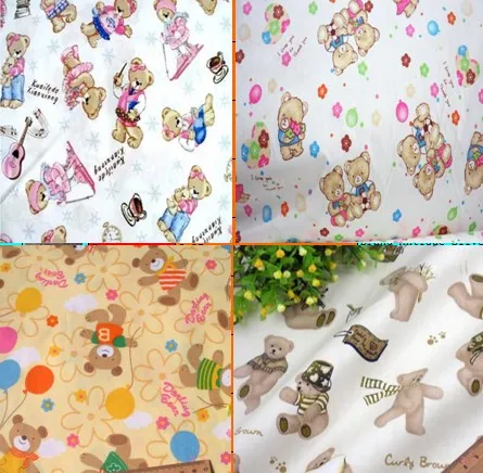 ZY DIY Pretty 50x160cm 8 Designs Cartoon Bear Cotton Fabric Bedding Quilting Clothing fabric | Дом и сад