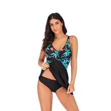 Цельный купальник женский из двух частей плавания Badpak закрытый Большой размер может Монокини подростковый ретро танкини купальник платье женщина печати