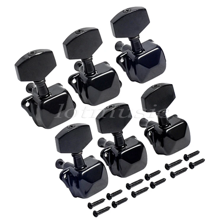 

6R Machine Keys Guitar Tuning Pegs for Electric Acoustic Guitar Parts Inline Silver Chrome Black
