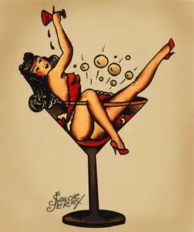 Sailor Jerry с изображением девушке в стиле пин-ап татуировки Винтаж Шелковый плакат