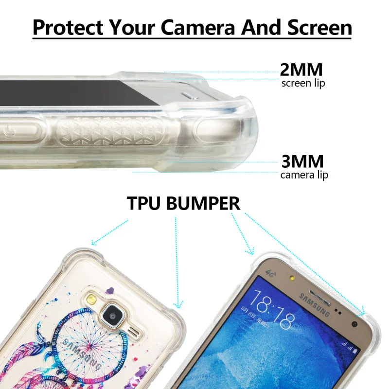 Блеск Плывун мягкая ТПУ антидетонационных телефон Fundas чехол для samsung Galaxy J7 2015 J700