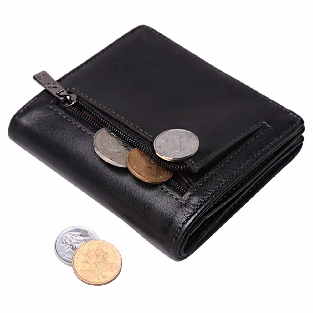 Bison Denim Genuine Leather RFID Blocking Men’s Short Designer Wallets Black