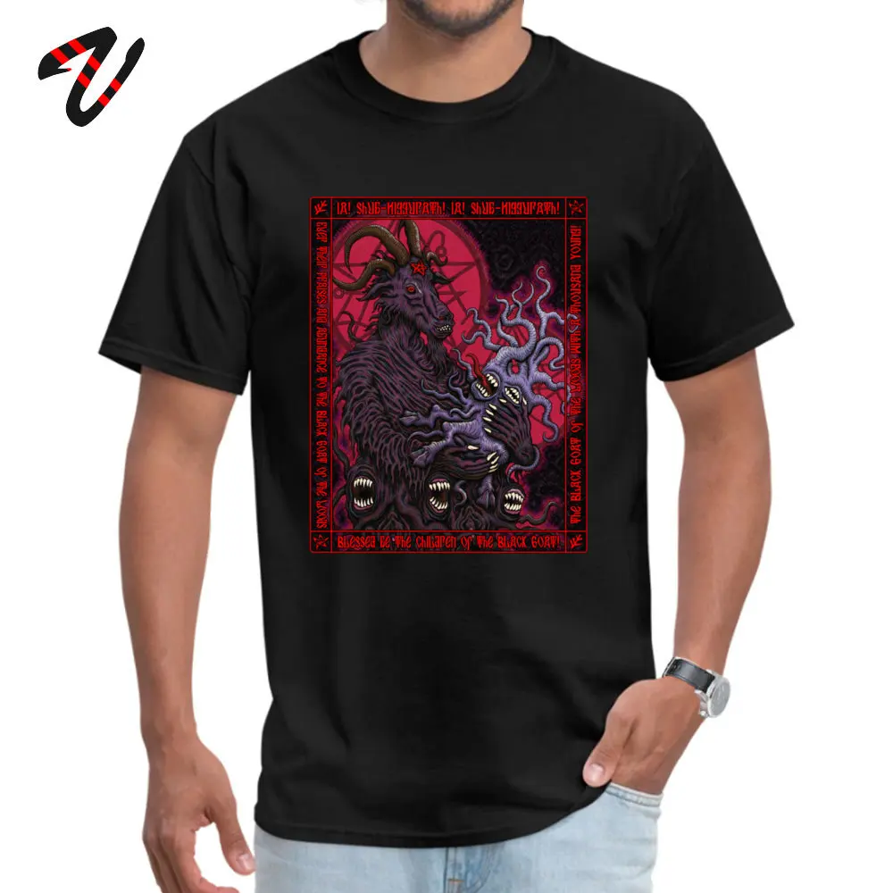 Casual Designer Men's T-shirts O Neck Short Sleeve 100% Cotton Tops T Shirt Unique Tees Wholesale Black Goat Icon Azhmodai 2018 29834 black