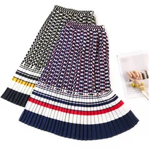 Женский аккордеон юбка в складку с принтом Летние повседневные эластичные миди юбки с высокой талией Новые вечерние юбки Harajuku трапециевидные юбки