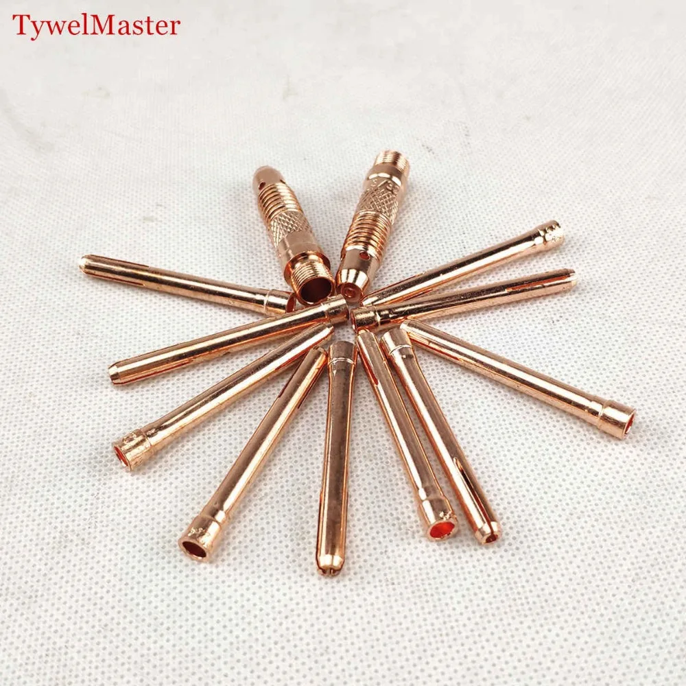 

12pcs Argon Welding TIG Torch Consumable 1.0mm 1.6mm 2.0mm 2.4mm 3.0mm 3.2mm TIG Tungsten Electrode Collet Body and Collet