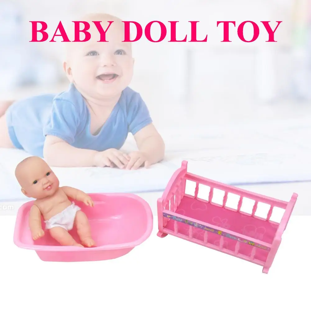 19 قطعة مجموعة الأطفال الطفل حمام كيت لعب 7 بوصة دمية حمام السرير المائدة أدوات الطبية اللعب منزل دش حزب فتاة هدية عيد ميلاد
