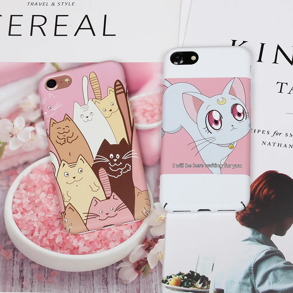 Hard Full Cover PC cute Cats Phone Case For iphone 6 7 8 x plus fundas plastic Capa Cases |