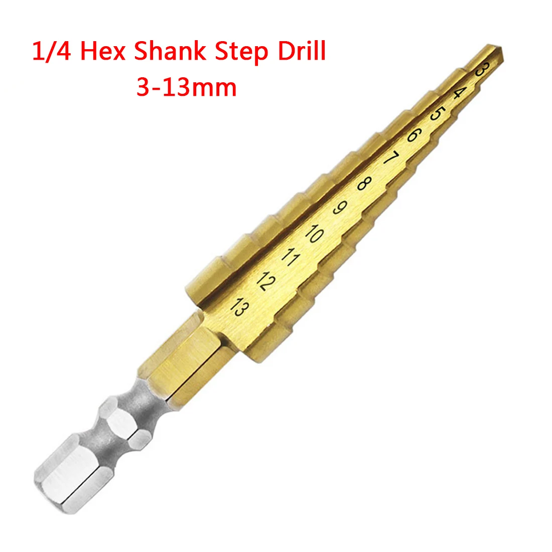  3-13mm Hexagonal Handle HSS Titanium Coated Stepped Drill Power Tools Mini Drill Bit Set For Metal 