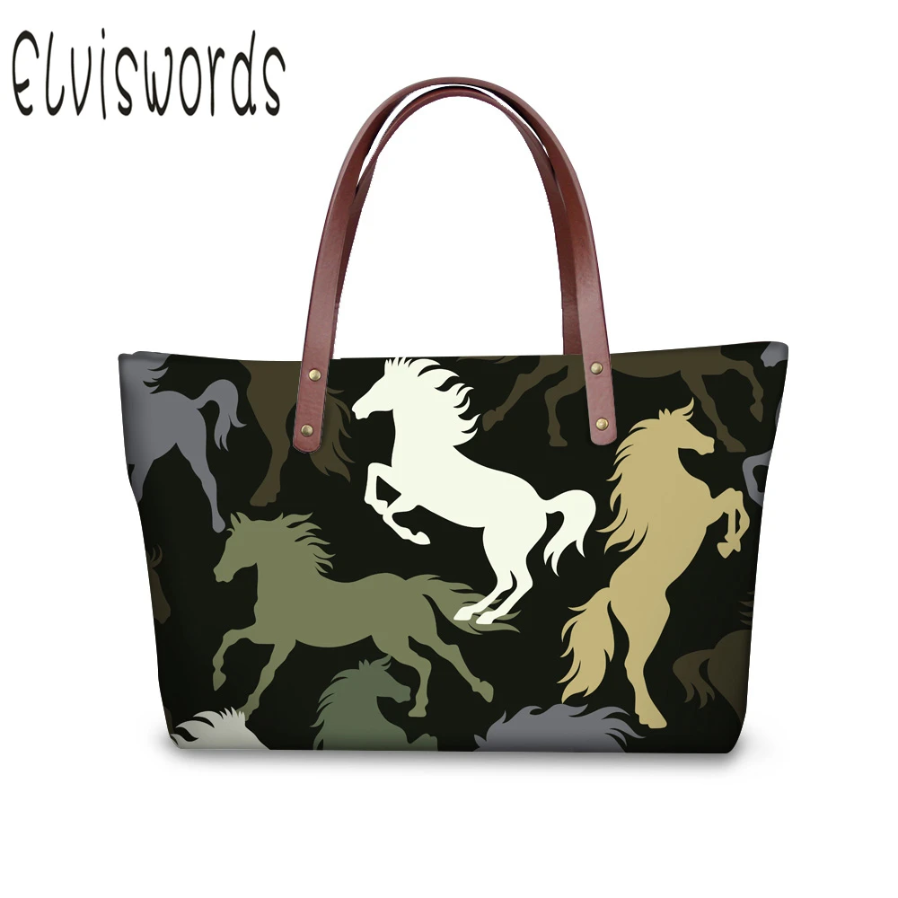 

2019 Crazy Horses Women Handbags Fashion Ladies Casual Large Tote Bag High Quality Pet Dog Printing Bags