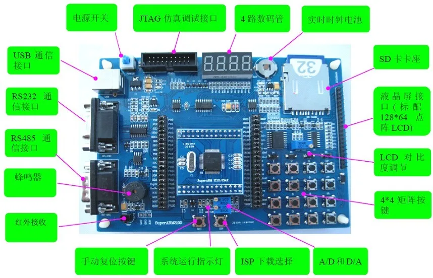 ARM development board / ARM7 LPC2148 development board / learning board