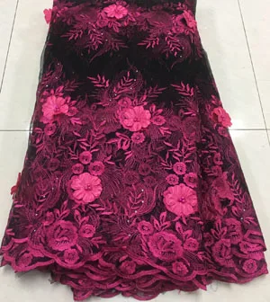 

Nigerian Lace Fabrics for Wedding 2019 African French Lace Fabric High Quality 3D tulle net lace Handwork Lace Appliqued ESH013