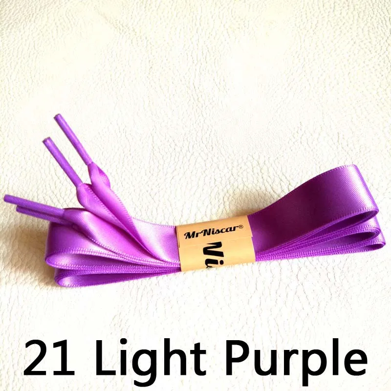 Mr. niscar/2 Пара Мода красочные шелковая лента шнурки Для женщин без каблука Шнурки кроссовки спортивная обувь фантастические шнурки - Цвет: 21 Light Purple