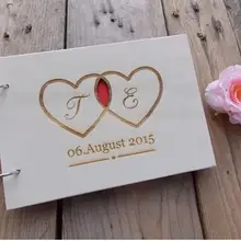 Пользовательские сердца свадьба свадебный деревянный сердечки гость книга альбом памяти выгравированы альтернатива гостей книги сувениры для вечеринки ко дню рождения