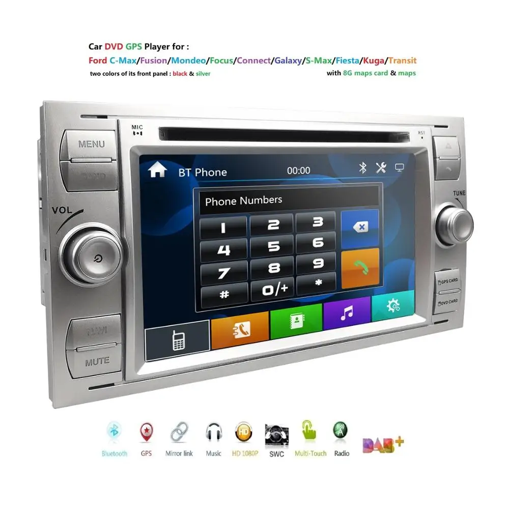 2din coche DVD GPS Navi reproductor de Radio estéreo de Audio para Ford Focus 2 Mondeo S C Max Fies