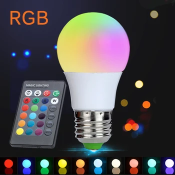 

3W E27 RGB LED Bulb 220V 110V Lampada LED RGB LED Lamp Light High Power 16 Color with 24 key IR Remote Control for Christmas Luz