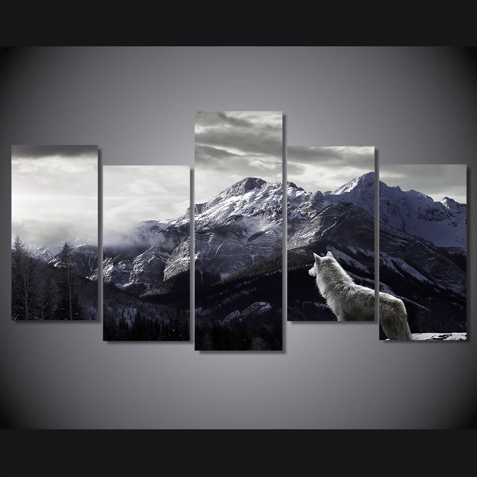 5 шт. настенные картины с изображением снега гор|painting animal|decorative picturessnow mountain |