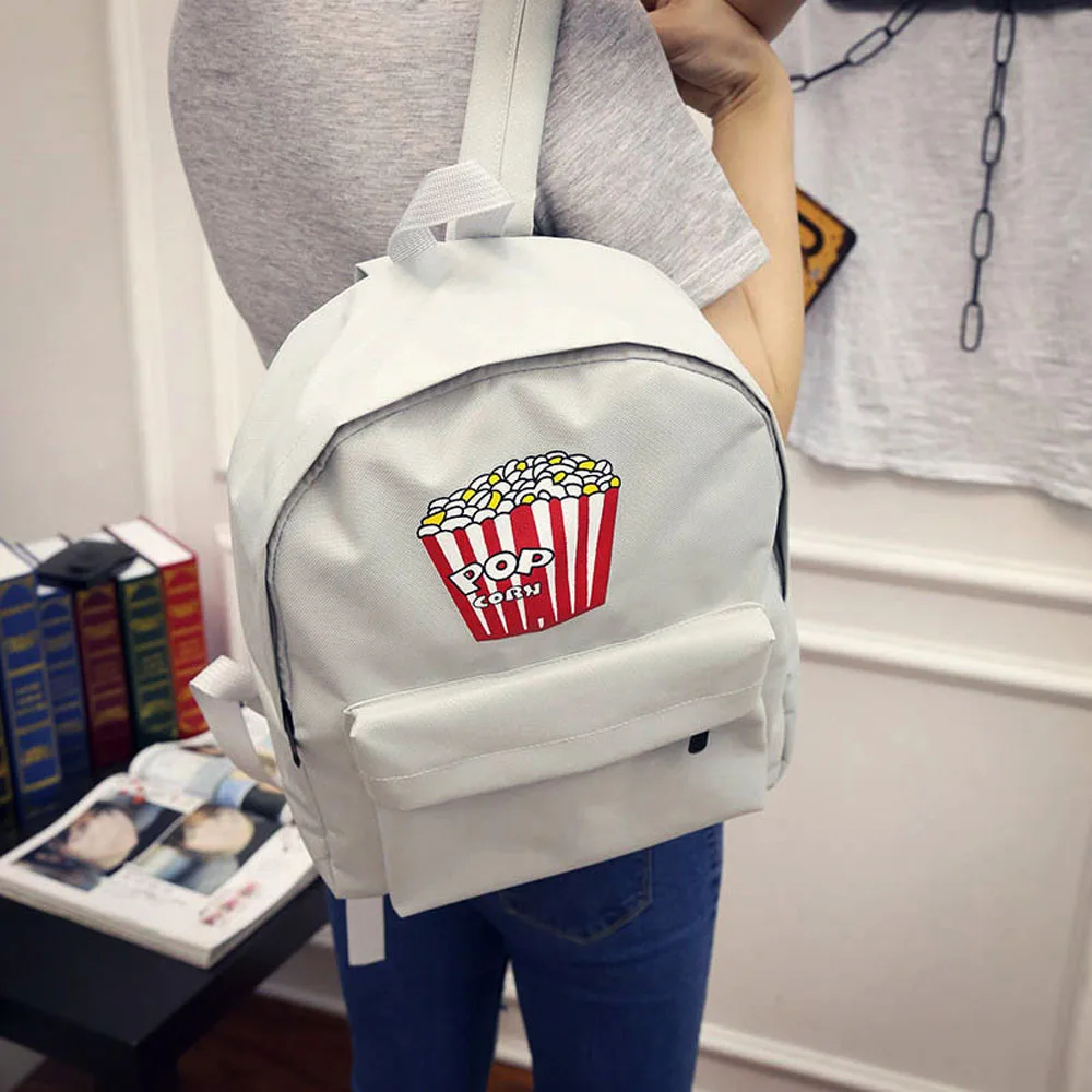

Girls Canvas Preppy Style Solid Shoulder Letter Backpack with Interior Zipper Pocket