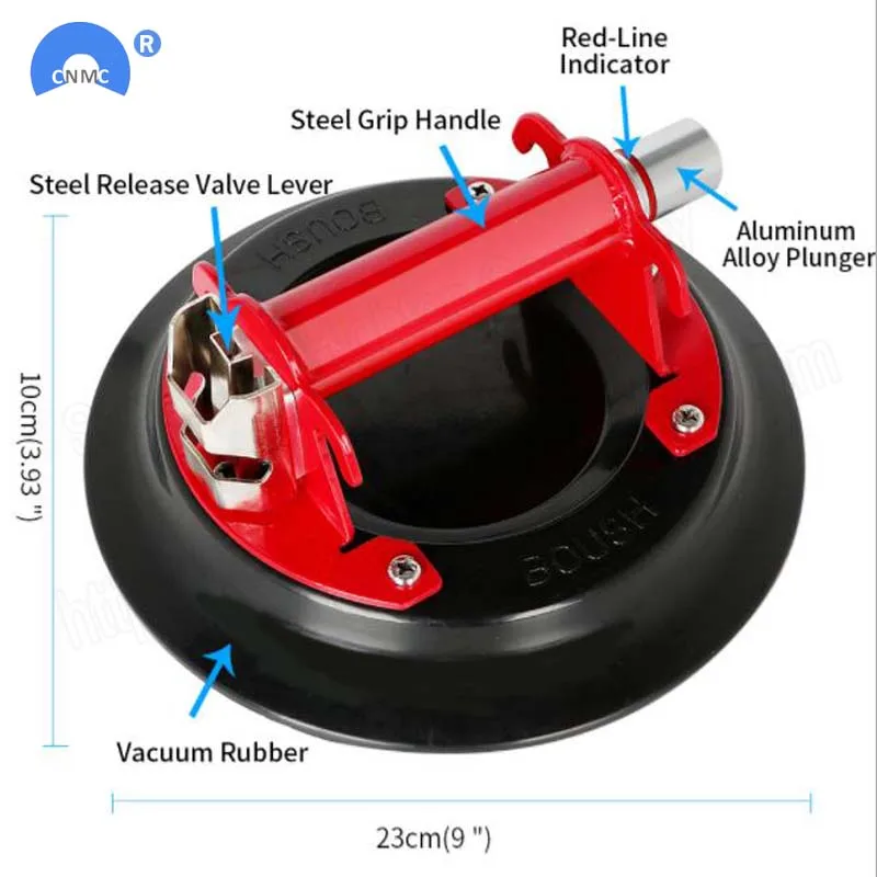  9 Inch Vacuum Suction Cup with metal handle Heavy Duty Vacuum Lifter for Granite & Glass Lifting