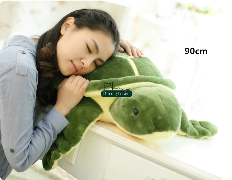 Dorimytrader Hot Animal Tortoise Plush Toy Soft Stuffed Green Turtle Doll Pillow Anime Cushion Gift for Baby DY61454 (1)
