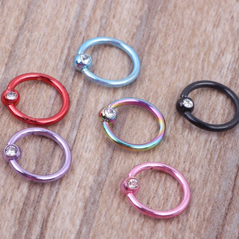 Stainless Steel Crystal Nose Hoop Ring Piercing Stud Mix 8 Colors 100pcs Fake Septum Earring Nose Stud Body Jewelry Non Piercing