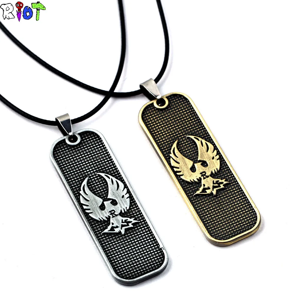 

PS4 Game Dishonored 2 Letter Logo Leather Chain Necklace Alloy Pendant Jewelry Ghost Military Tags Army Tag key chain Keyring