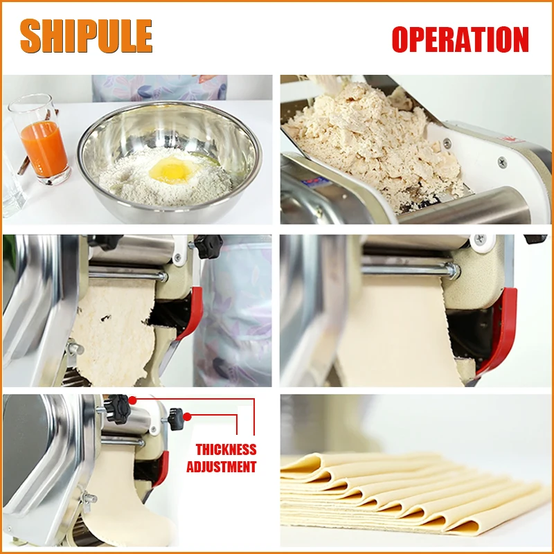 SHIPULE Electric Pasta Machine Stainless Steel Pasta Maker Dough