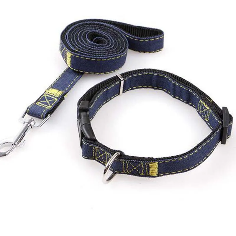Denim Dog Leads Chest Straps Thick Wearable Traction Rope Dog Collar Leash Set for Pet Puppy Cat Big Medium Small Dog Dropship (4)