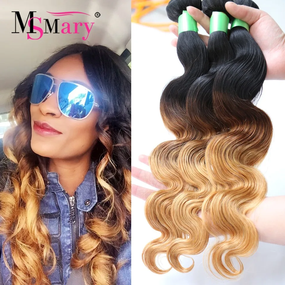Ombre Peruvian Virgin Hair Body Wave 3Pcs Blonde Ombre Human Hair Weave Bundles Soft 7A Ombre Hair Extensions Black Friday Deals (4)