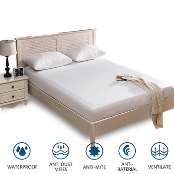 

Waterproof Mattress Protector Queen Mattress Cover Twin Breathable Hypoallergenic Smooth Fabric Fitted Sheet with Elastic Band