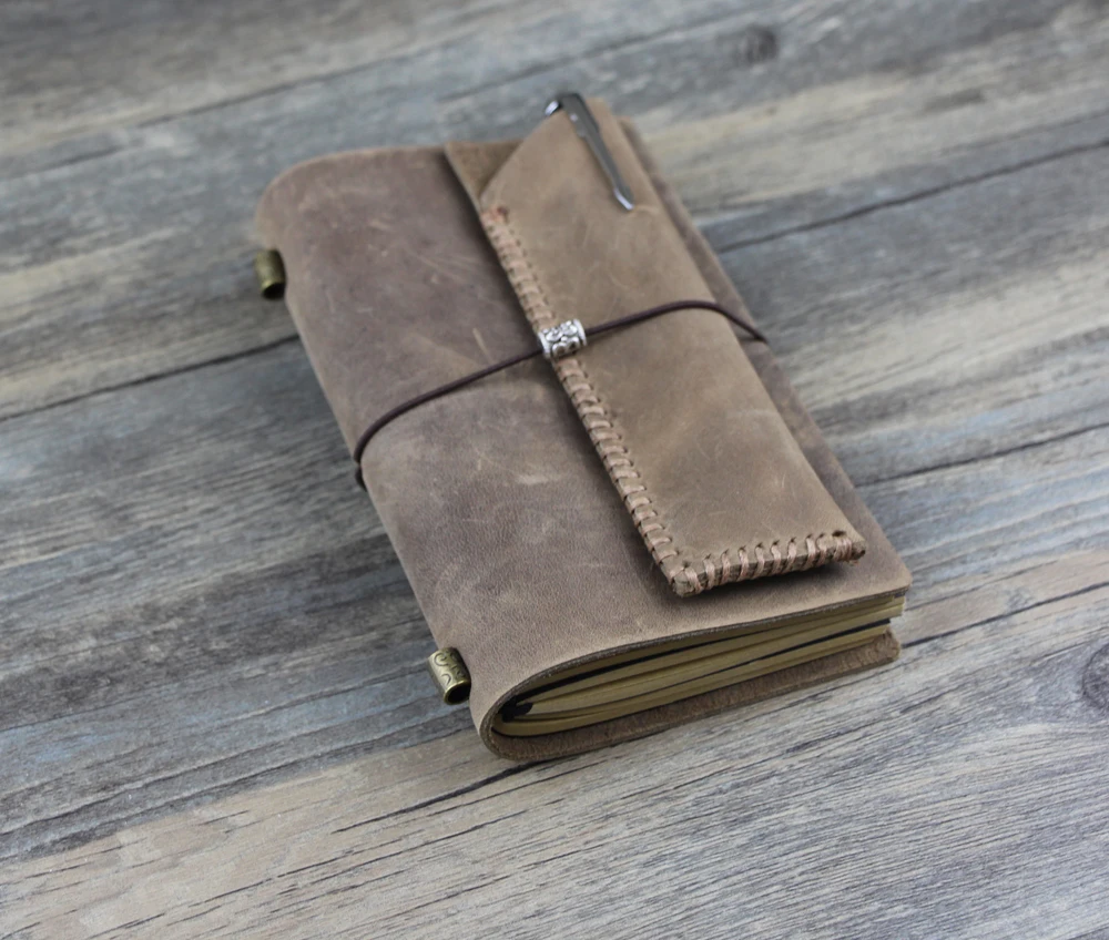 

Vintage style Retro Crazy horsehide Traveler's Notebook Travel diary notes Vintage leather book notes personal creative Planner