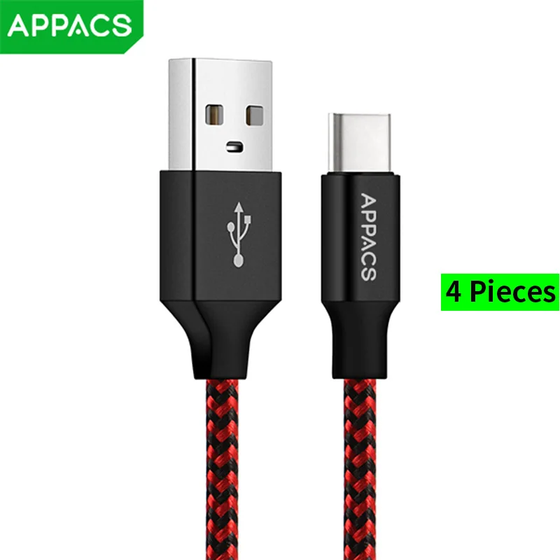 APPACS 4 шт usb type-c кабель для быстрой зарядки USB C кабель usb type C для samsung S8 USB C кабель для синхронизации данных - Цвет: Silver