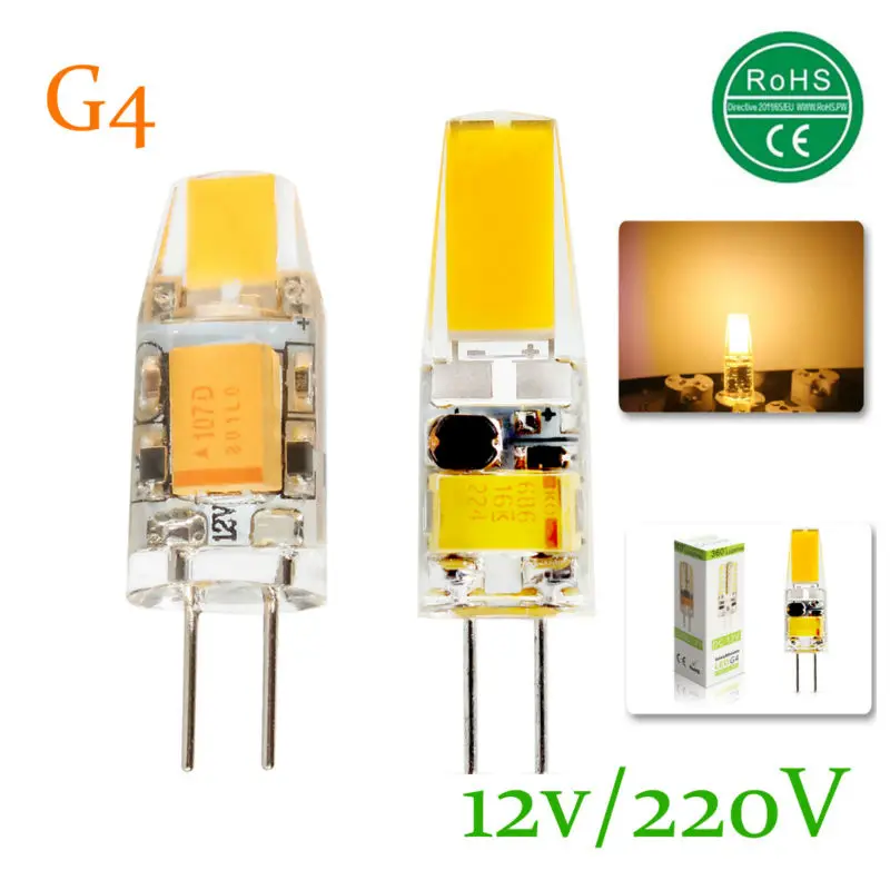 5x G4 светодиодный светильник светодиодный лампы 3 Вт 6 Вт DC/AC 12V AC 220V светодиодный SMD COB светильник 360 Угол луча люстра светильник s заменить галогенные лампы