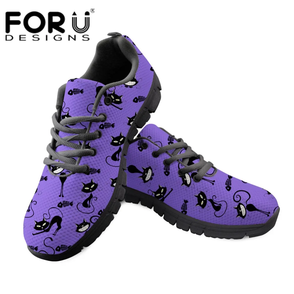 

FORUDESIGNS Cats Printing Sneakers Shoes for Woman Cute Flats Women's Casual Shoes Comfortable Lace-up Shoes for Ladies Shoes