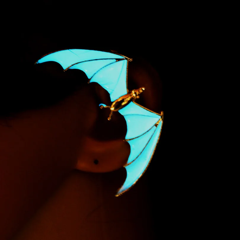 Chiropter Vampire bats Ear Cuff Steampunk Ear Cuff GLOW in the DARK Ear clip earrings Stud Earrings Clip Earrings WOMEN gift