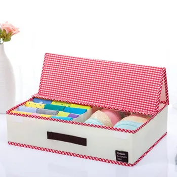 

19 Grid Cartoon Bra Underwear Storage Box Socks Organizer Drawer Closet Oxford Cloth Living Room Bedroom Foldable Organizador