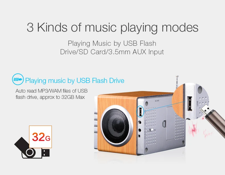 August MB300 FM Radio support USB Drive 