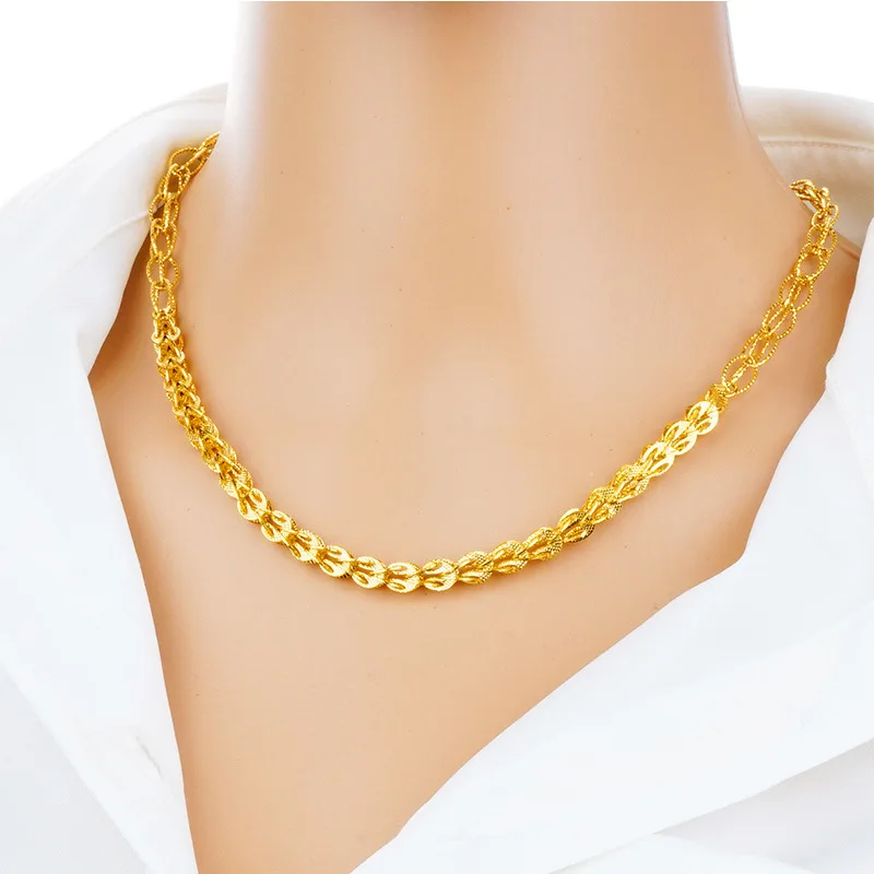 Male 24k Pure Gold Jewelry Necklace For 