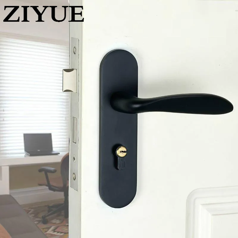

Free Shipping Security Space Aluminum Simple Black Bedroom Interior Mute Mechanical Room Door Lock