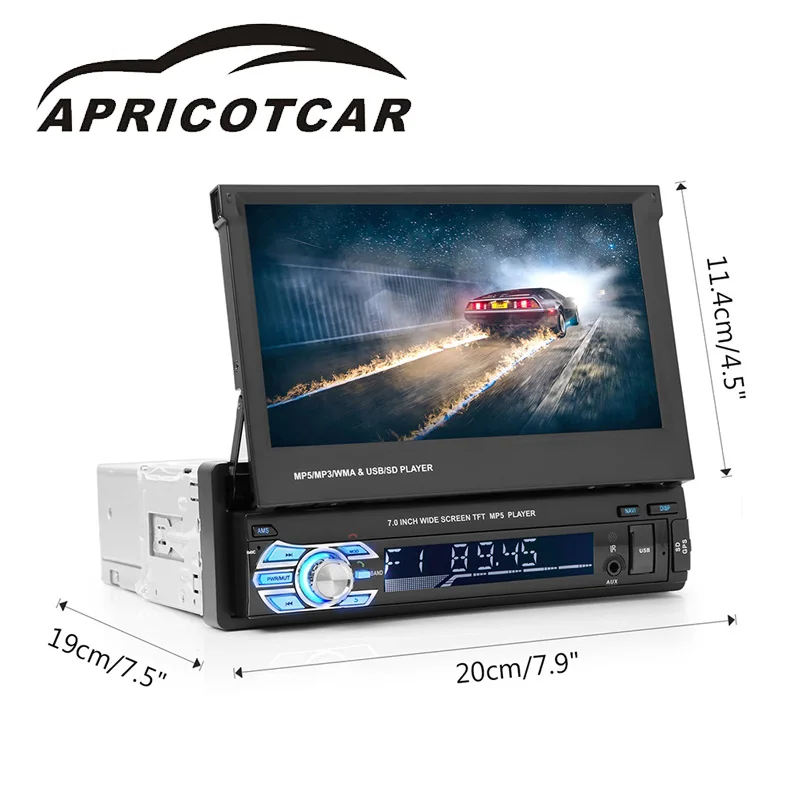 

7 Inch Retractable Screen Car Multimedia Player MP5 Card Player Car MP4 Player Bluetooth Call MP3 Radio Alternative CD Player