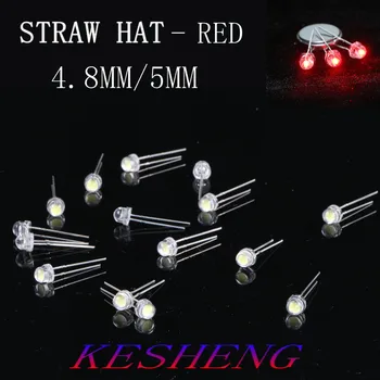 

200PCS 5mm Straw Hat Red Transparent LED Diode Light Clear Lens 5 mm 20mA Light Emitting Diode LED Lamp Wide Angle Through Hole