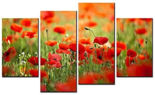 Forever-With-Me-Flower-Paintings-Wall-Art-Corn-Poppy-Field-and-Cute-Bud-4-Pieces-Picture (2)